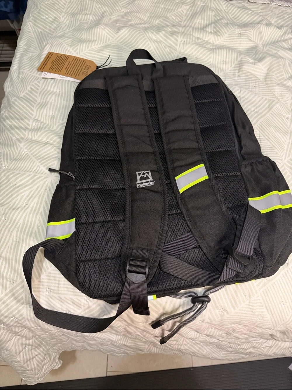 Avalanche Black Backpack with Neon Yellow Reflective Stripes